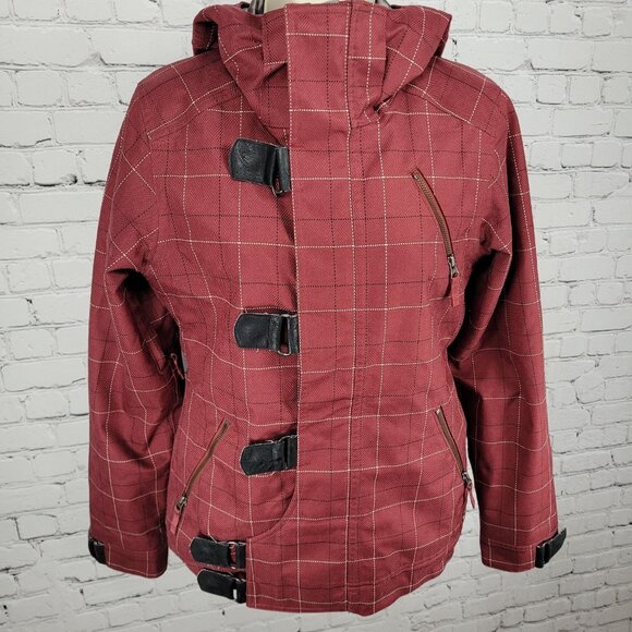 Burton Red Check Dryride Faux Fur Lined Insulated Dream Jacket Size Small S - Picture 1 of 16